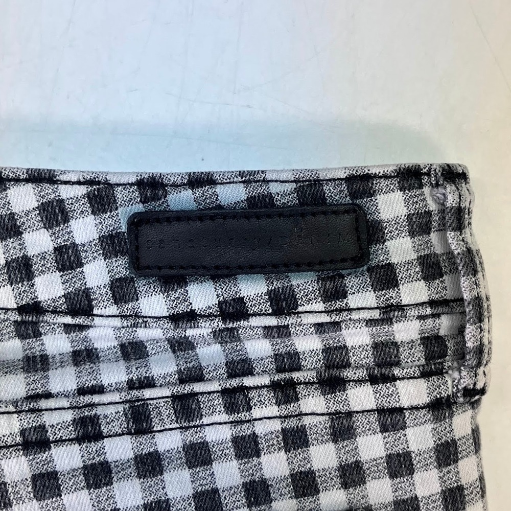 Sanctuary Denim Connector Kick Crop Gingham Checkered Pants Black White Size 33 - Picture 7 of 14